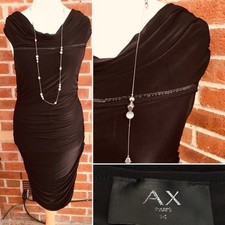 AX PARIS Size 14 Black Dress Stretch Holiday Wedding Evening Excellent L3