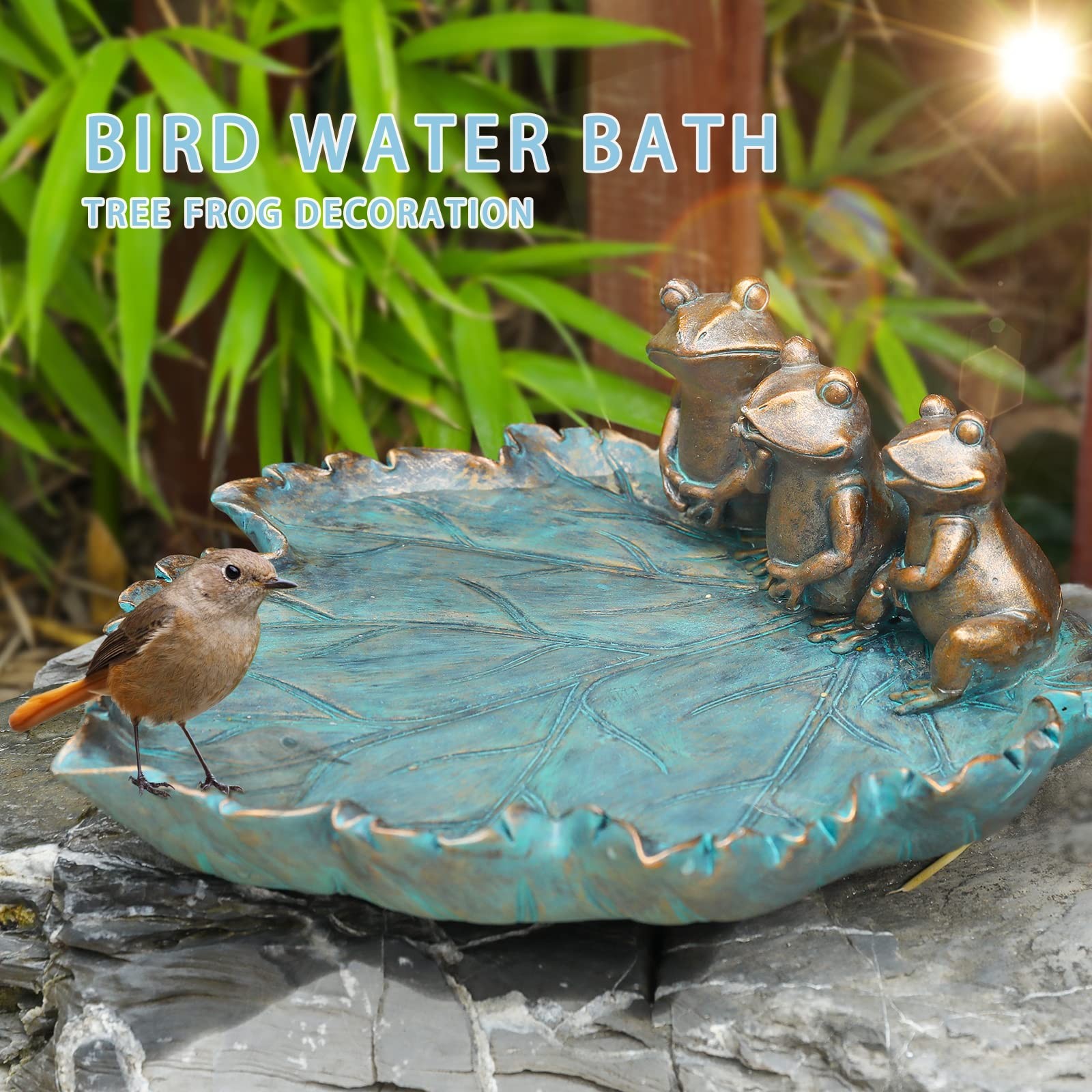Bird Baths for Outdoors, Antique Outdoor Garden Bird Bath Resin Birdbath Bowl...