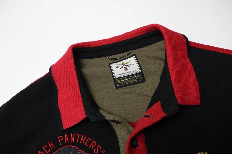 Camisa AERONAUTICA MILITARE Para Hombre XL Polo Manga Larga Bordada Multi Logo Foto 4 de 4