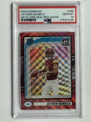 2024 panini donruss Jayden Daniels Optic Preview Red Wave PSA 10 Gem Mint