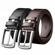 Men's Genuine Leather Belt Black Brown 30"-46" Waist Smart Casual Formal Trouser