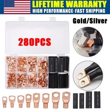 280 PCS Car Copper Lug Ring Terminals Cable Electrical Wire Crimp Connectors Kit