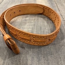 VTG 70's WESTERN Braided Leather HAND TOOLED Mexican Belt 32