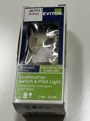 Leviton 5226 Ivory Combination Switch & Pilot Light 15A-120V