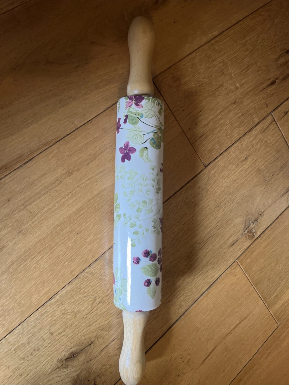 Laura Ashley Ceramic Floral Parma Violets Rolling Pin Very Rare
