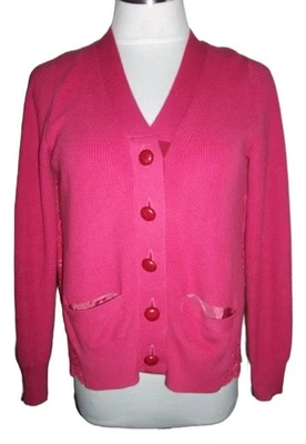 sacai luck Cárdigan De Algodón Rosa Con Encaje En La Espalda, Abertura Completa - Imagen 1 de 4
