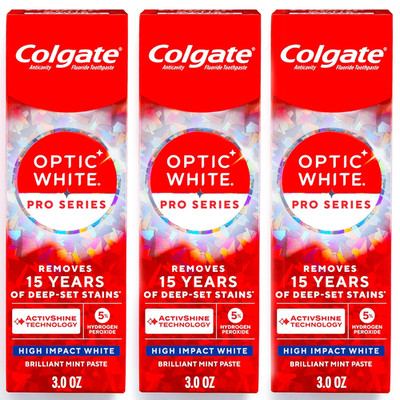 Optic White Pro Series High Impact White, 3 Pack, Teeth Whitening Toothpaste wit
