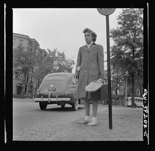 Washington DC Sally Dessez 1943 Woodrow Wilson HS Student Waiting for Bus
