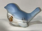 Fenton Hand Painted Art Glass Blue Satin Bird FAGCA Exclusive Ltd To 15 M. Kibbe