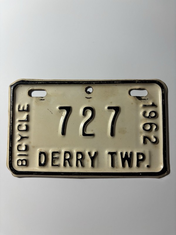 Bicycle Tag 1962 DERRY TWP. Hershey, Pa.