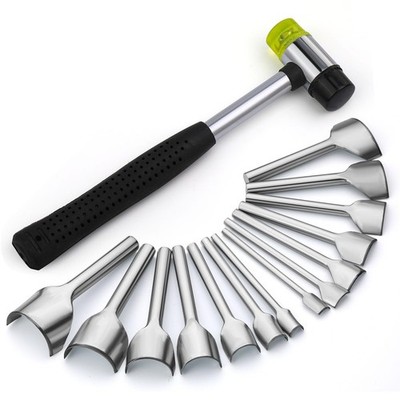14 Sizes Leather Corner Punch, Half-Round Punch Set, Leather End Punch with D...