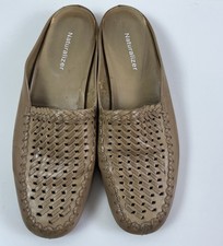 Vintage Naturalizer Women  s Woven Leather Mules Size M Slip On Comfortable Brown