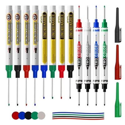 12 PCS Multi Purpose Long Head Deep Hole Marker Pens Quick Dry Woodworking