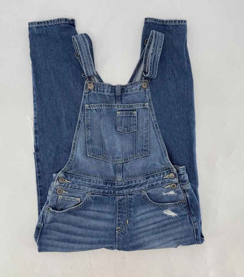 Hollister Women’s Distressed Classic Bib Overalls Sz Small Preppy Academia Boho - Image 3 of 4