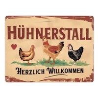 Herzlich Willkommen Im HüHnerstall Vintage Metallschild XXL In 28X38 Cm