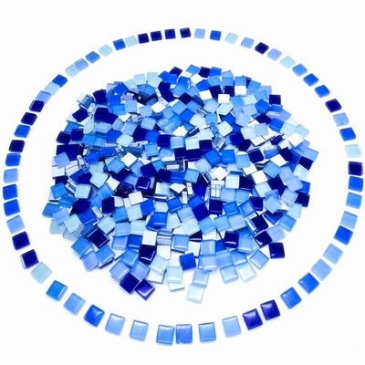 500G/ 1.1LB Bulk Crystal Mosaic Tiles, Assorted Color 500G, Blue Series 
