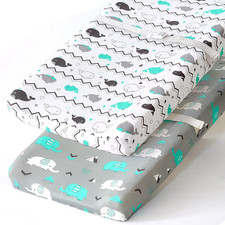 Stretchy Changing Pad Covers for Boys Girls,2 Pack Jersey Knit,Elephant Whale
