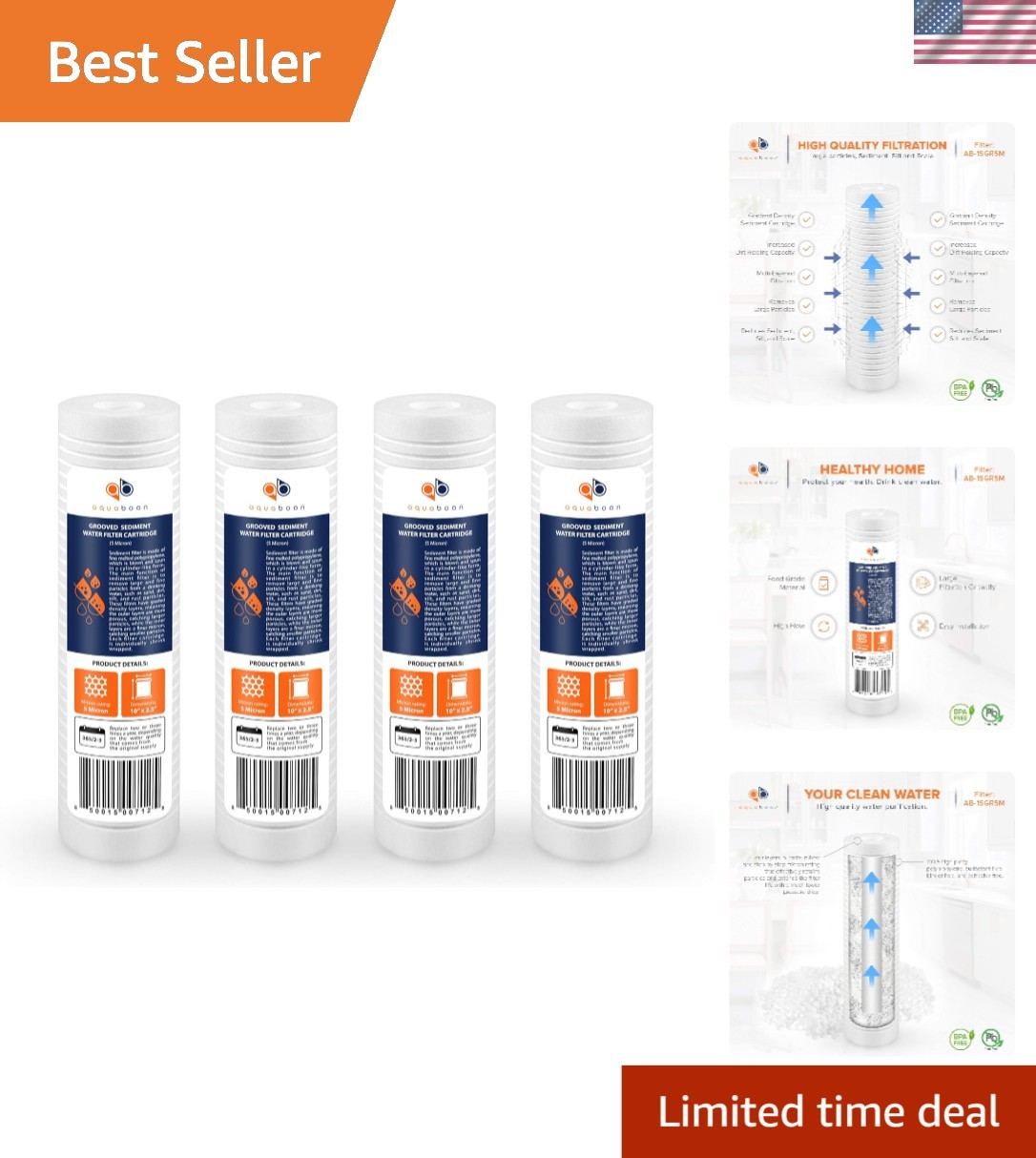 Water Filter Cartridges 10x2.5 Micron Sediment Replacement 4