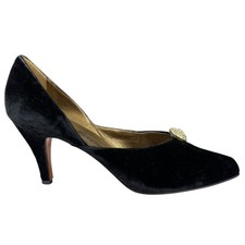 Vintage YSL Yves Saint Laurent Women’s Black Velvet Pump Heel Size 8.5