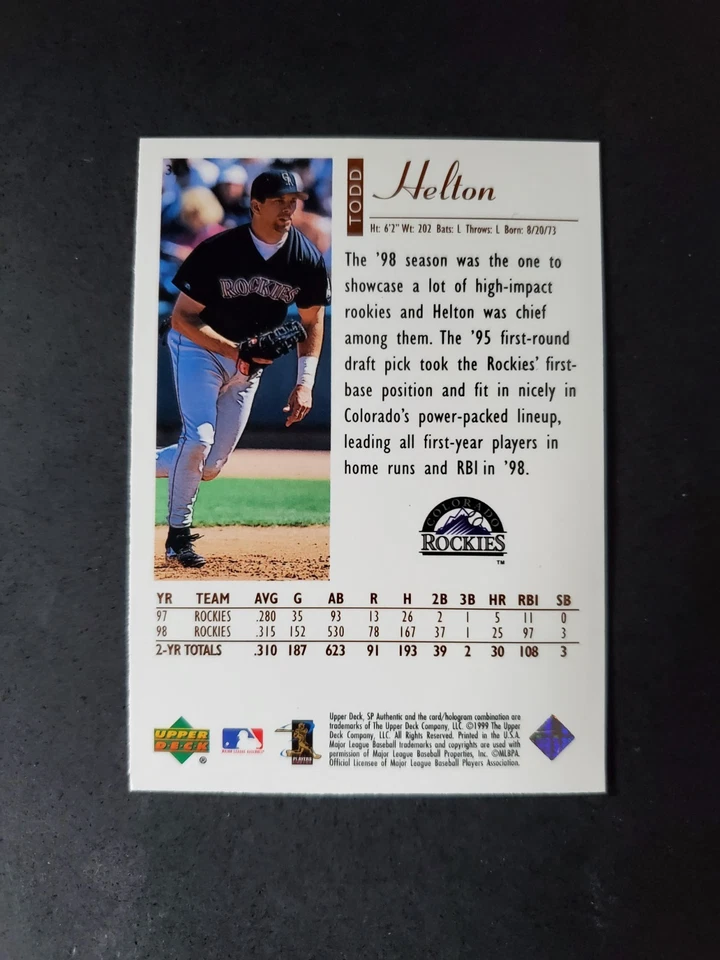 1999 SP Authentic - Todd Helton #32 - Image 3 of 3