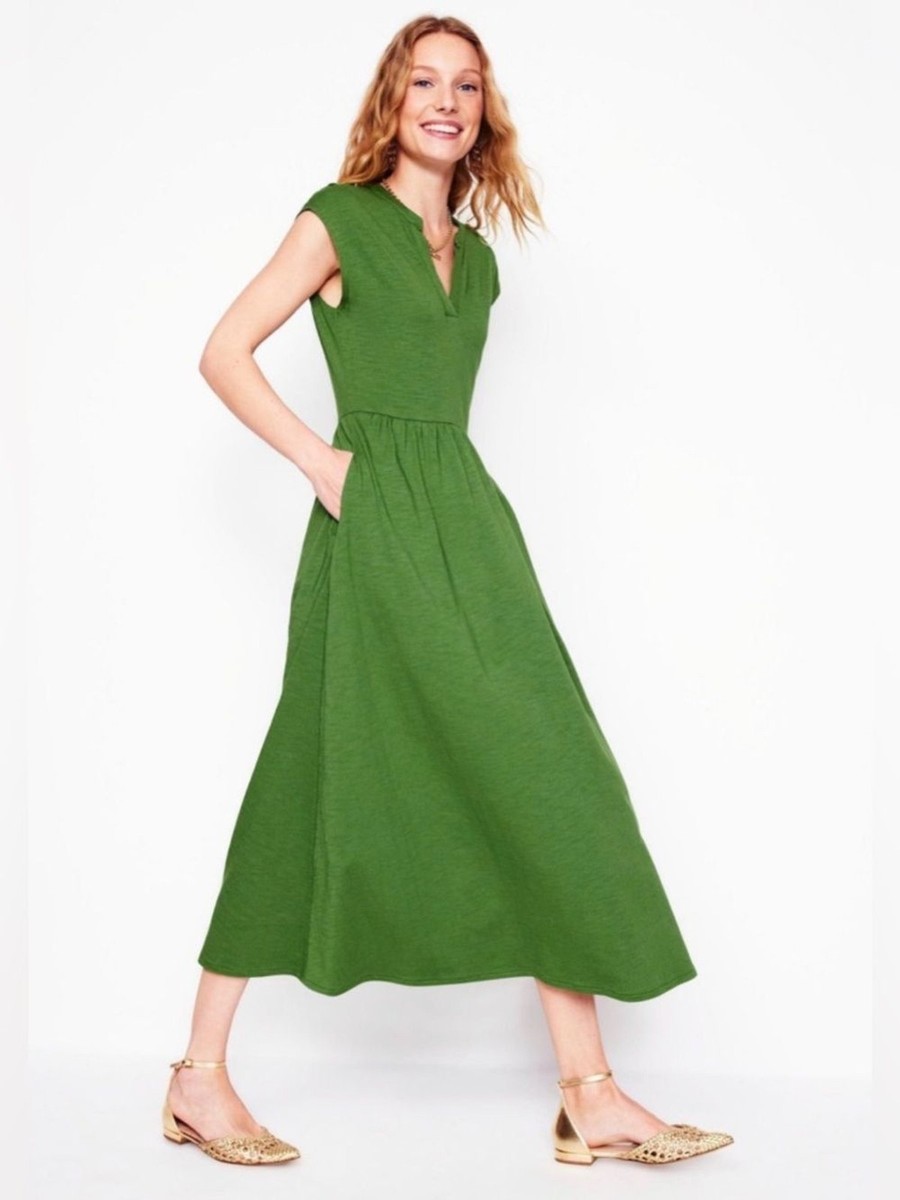 green emerald velvet dress Ivy Linen Midi Dress-Hunter Green Ikat