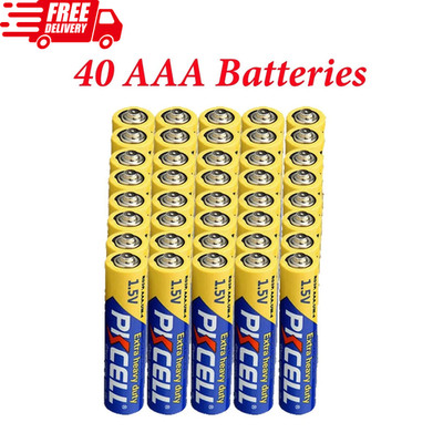 40Pcs AAA Batteries Extra Heavy Duty E92 UM4 R03P 1.5V Carbon-Zinc Toys Remotes