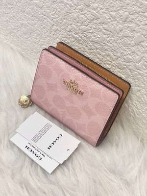 NWT Coach CEC34 Snap Wallet in Signature Canvas & Leather Powder