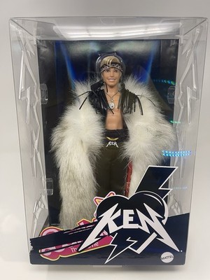 Barbie The Movie Ken Doll Ryan Gosling Faux Fur Coat Mattel 2023 NRFB Display