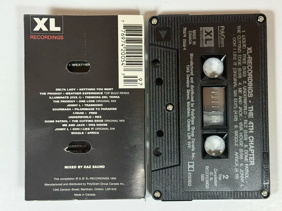 4th Chapter Mix Tape XL Recordings (Cassette Tape, 1993) The Prodigy Jonny L ++ - Image 4 of 4