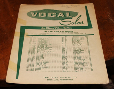 I'm Sad and I'm Lonely: Ditson Ed. ~ 1951 Presser Sheet Music ~ High Voice G