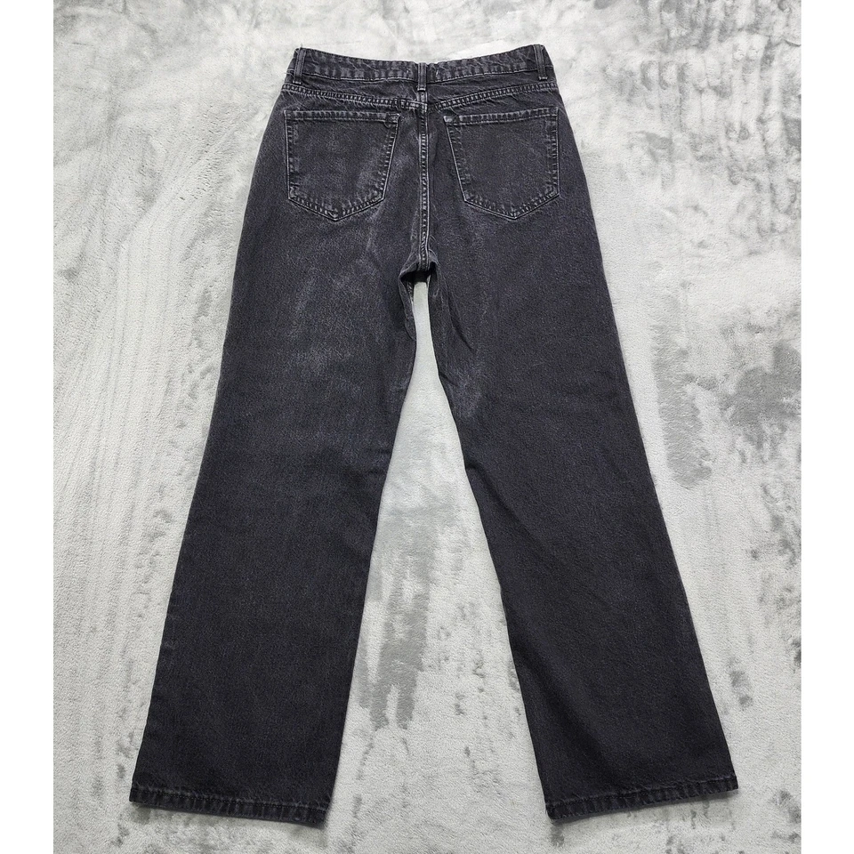 Pantalones de mezclilla para mujer Forever 21 28 costura negra blanqueada desvanecida a rayas tiro alto rectos Foto 3 de 4