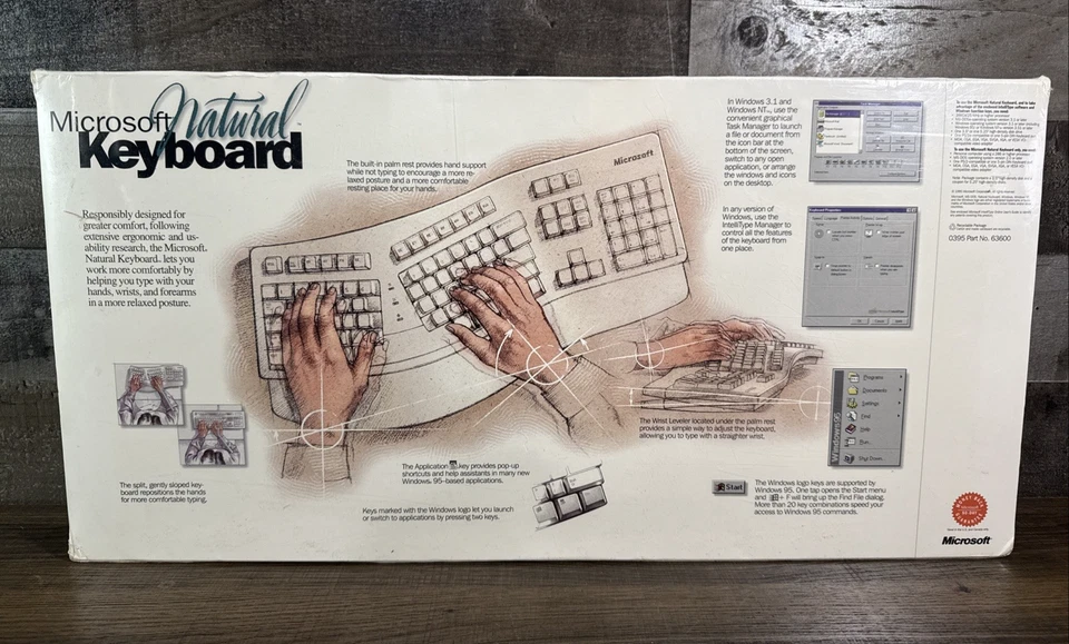 Microsoft Natural Keyboard / Vintage / 1995 / New & Sealed - Image 2 of 4