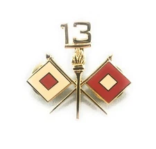 🌟US Army Signal Corps 13th Battalion Branch Insignia Lapel Hat Pin 1-1/8"