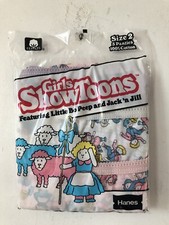 vintage hanes girls 3-pack underwear panties size 2 little bo peep jack n jill