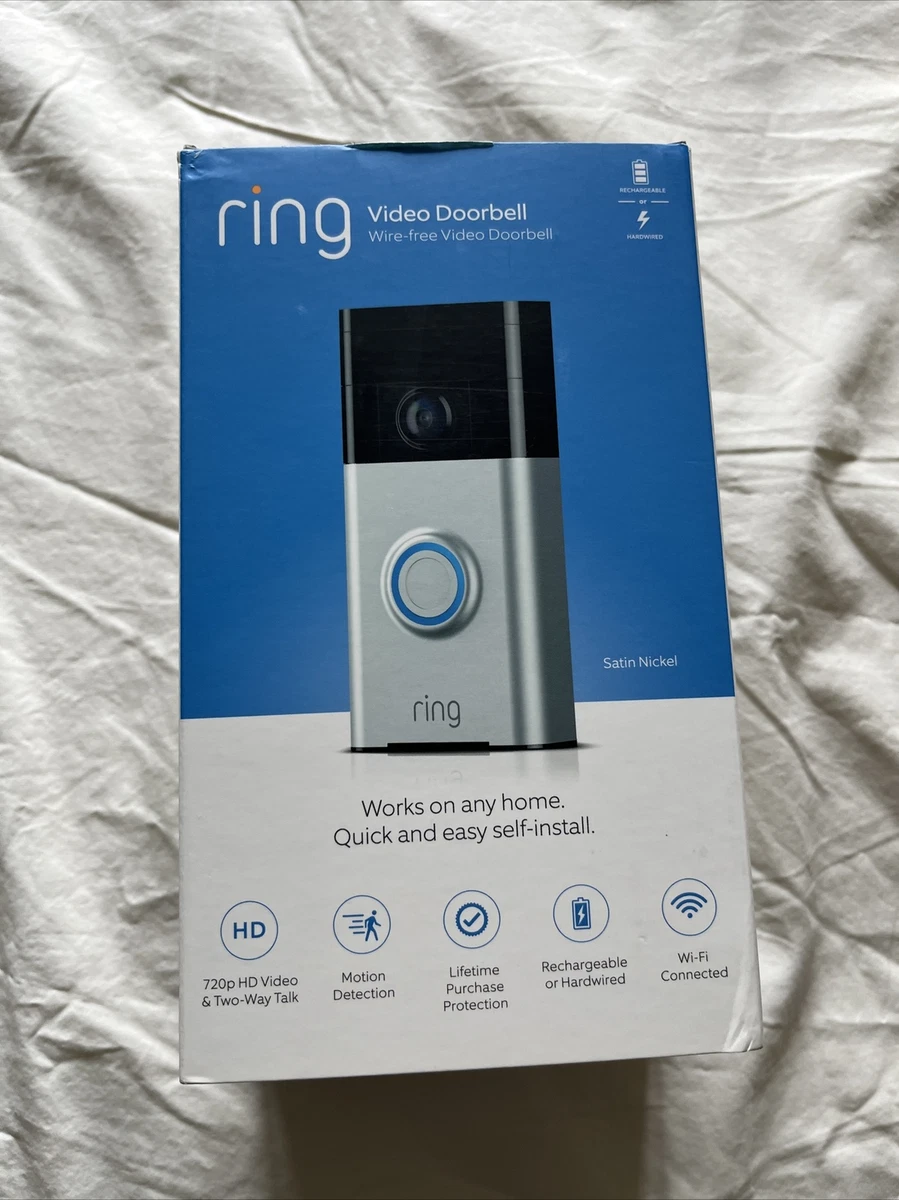 Ring Wire Free Video Doorbell Satin Nickel Brand New In Box