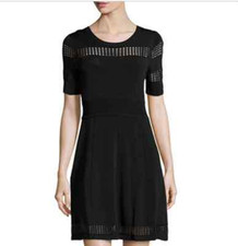 Ali Ro Black Half-Sleeve Black Aline Knit Pullover Dress Size Medium NEW