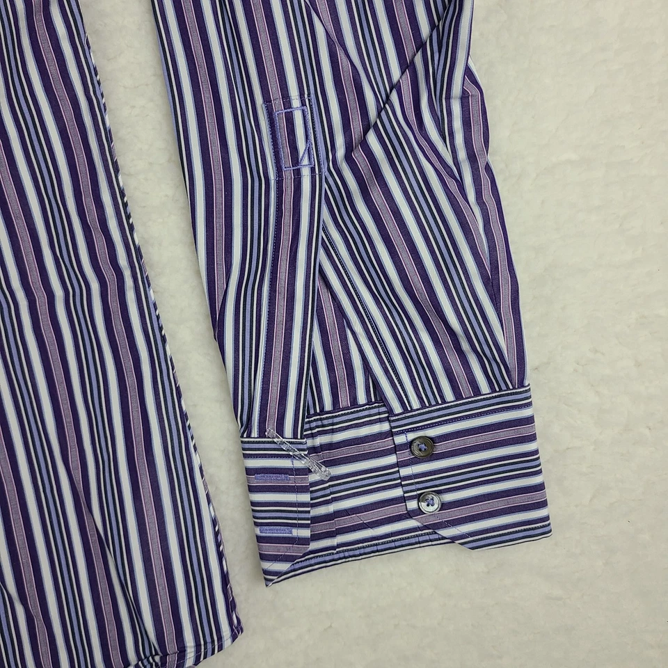 Camisa Zachary Prell Para Hombre Pequeña Púrpura Azul Rayas Vestido Abotonado Foto 2 de 4