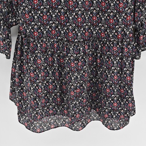 JOIE Dress Sz S Jamira Black Floral Silk Tie Neck Bell Sleeve Ruffle Mini Ditsy - 第 7/12 張圖片