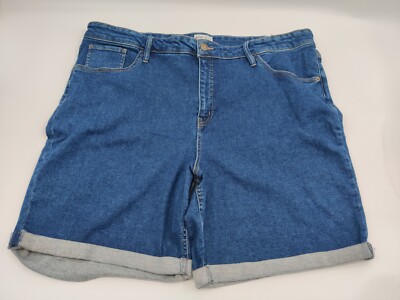 AVA & VIV WOMENS PLUS HIGH-RISE BERMUDA DENIM STRETCH JEAN SHORTS SIZE 26W NWT