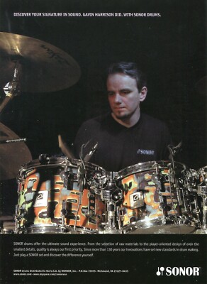 2007 Print Ad of Sonor Drums w Gavin Harrison of Porcupine Tree