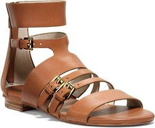 Michael KORS WINSTON LUGGAGE GOLD MK LOGO ZIPPER BUCKLE CAGE US 7 8 I LOVE SHOES