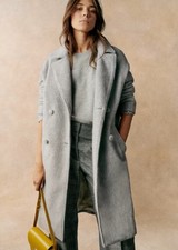 Sezane Jim Coat In Light Grey, Size 2