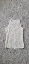 LOFT Cream Crochet Front Sleeveless Top XXSP NWT