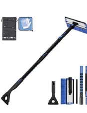 JOYTUTUS 47.7″ Extendable Snow Brush and Ice Scraper 270° Pivoting Snow Scrap...