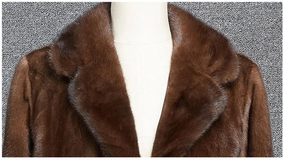 Nuevo Abrigo de piel de visón para hombre Abrigos de visón Abrigo largo de piel Abrigo de invierno Chaqueta informal Foto 3 de 4