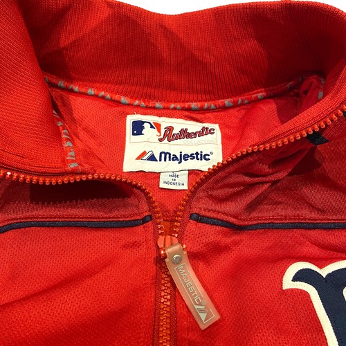 Boston Red Sox Jacket | Mens Red Majestic Baseball Full Zip Track Top MLB Sports - Picture 3 of 4