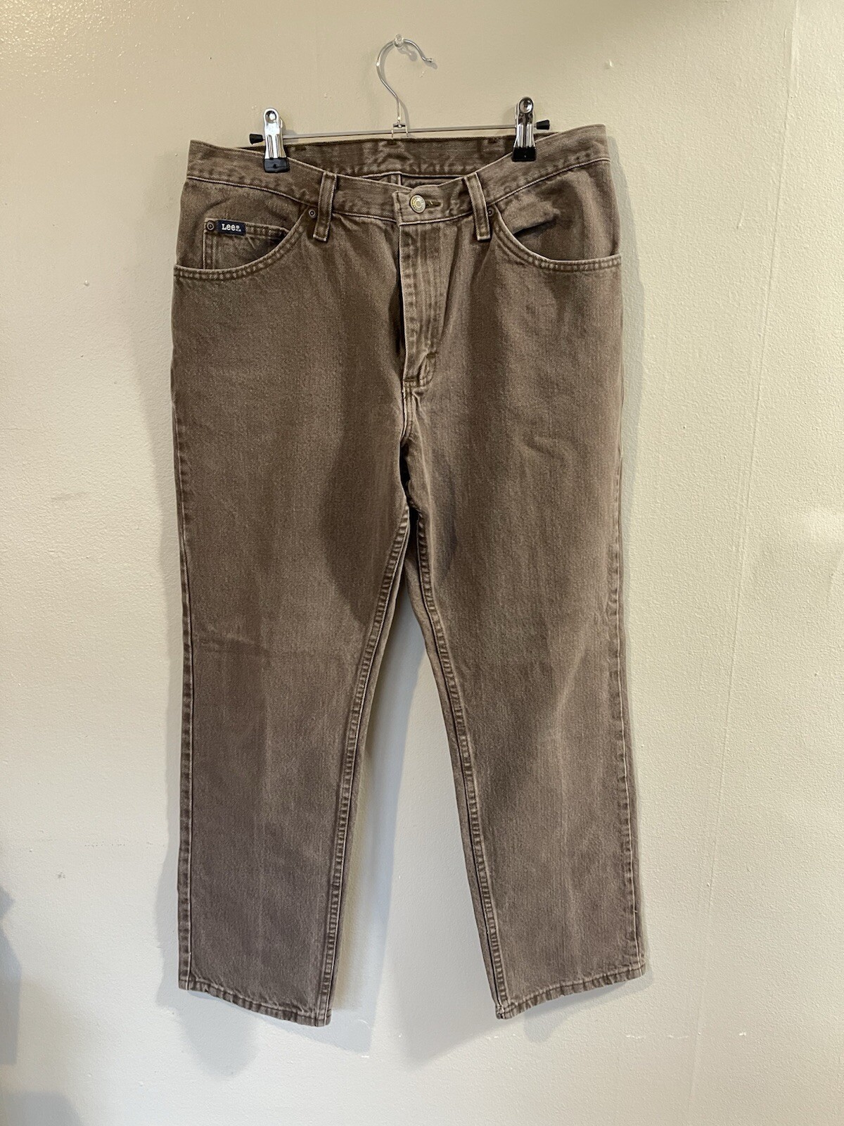 90s Vintage Lee Straight Leg Denim Jeans for Men 34x30 Faded Stonewash