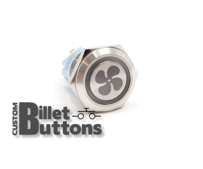 FAN Symbol Laser Etched Billet Push Buttons 12V LED Car Motorcycle Racing