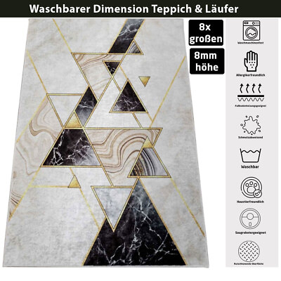 Abstrakter Teppich Dimension 8x Größen Läufer Carpet Waschbar 30°C Matte Uni NEU