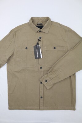 Threadbare Mens Heavy Twill Shirt Jacket Stone Size M Cotton The Shacket